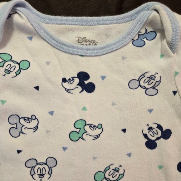 Disney Baby Mickey Mouse Bodysuit Blue Trim Accent 3-6 Month 100% Cotton - Picture 3 of 7